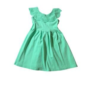 Janie and Jack Girls Green Crochet Collar Dress Size 7